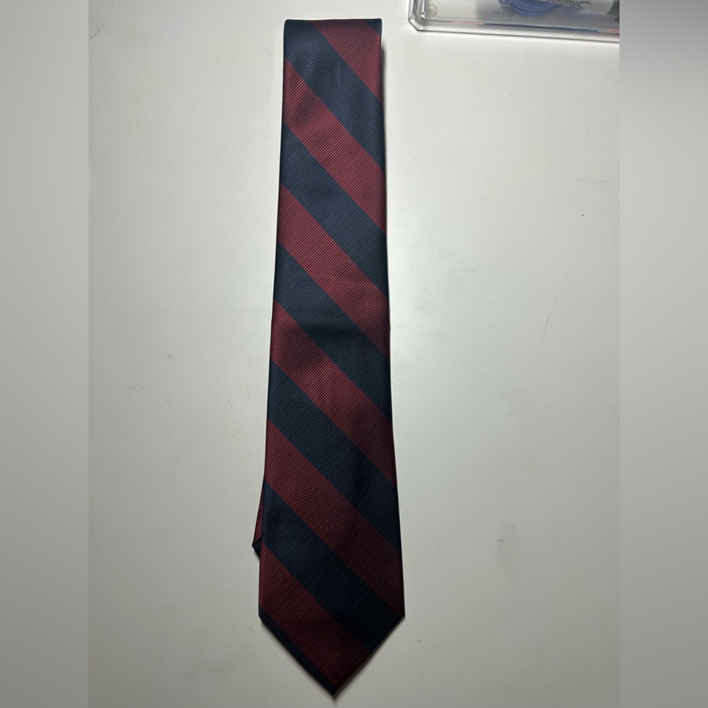 Lands' End Burgundy and Navy Striped Tie